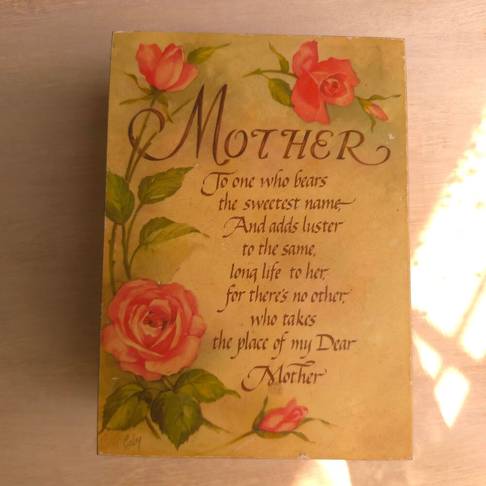 Mother Rose Cedarwood Jewelry Box: Vintage Poem Container